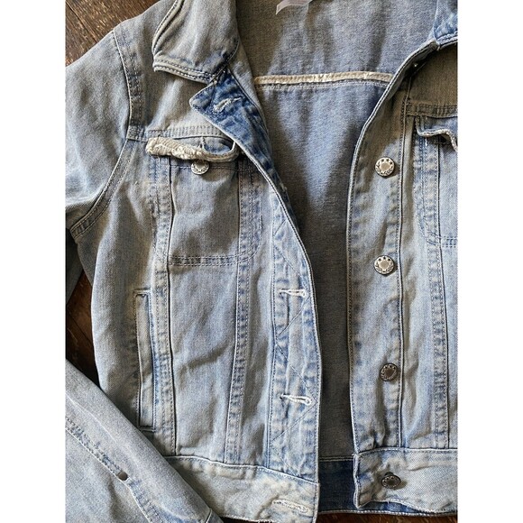 FREE PEOPLE MOVEMENT Womens XS Lite Blue Denim Button-Up Jean Jacket 100% Cotton - Picture 2 of 9
